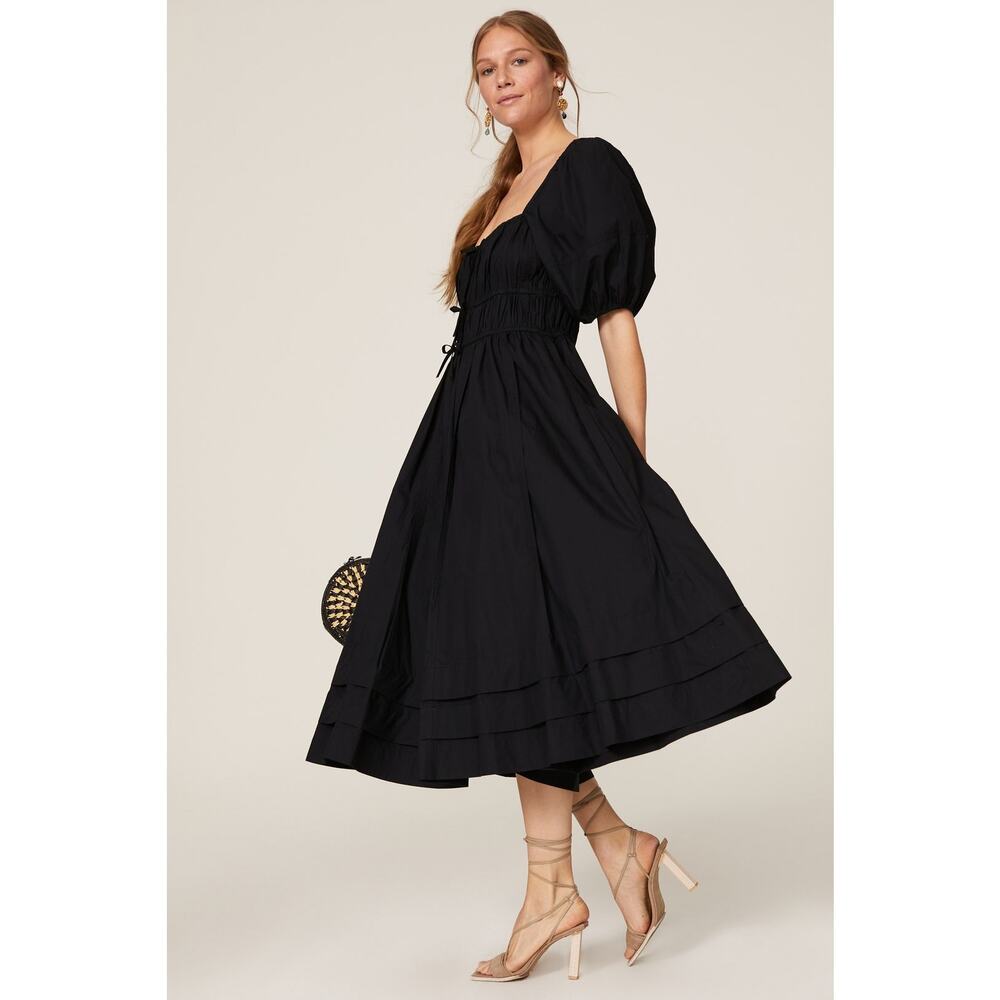Ulla Johnson Black Puff-Sleeve Midi Dress - Picture 3 of 13
